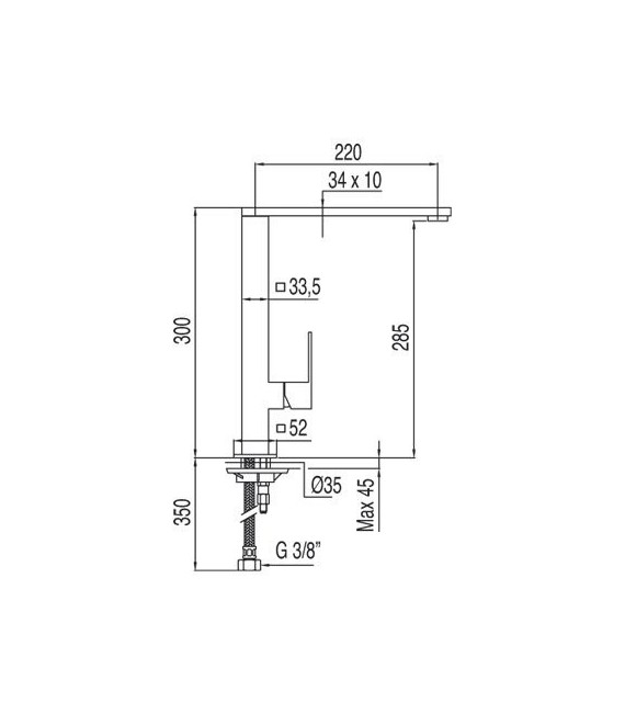 CUADRO-TRES 106486 Grifo Fregadero Vertical caño de 34x10 mm.